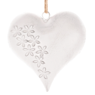 Srdce kovové 12cm biele