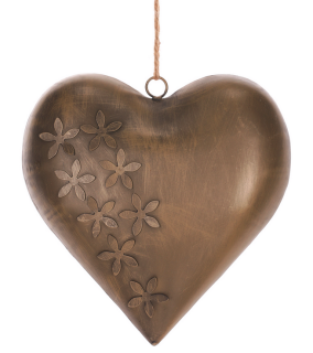 Srdce kovové 20cm medené