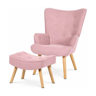 Relaxačné kreslo ušiak s podnožkou látka AK-302 PINK2