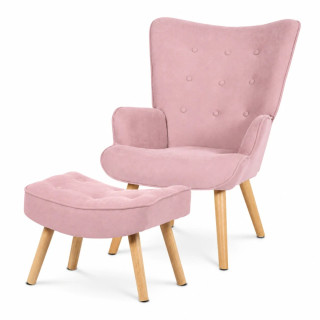 Relaxačné kreslo ušiak s podnožkou látka AK-302 PINK2