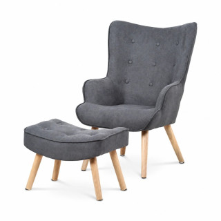 Relaxačné kreslo ušiak s podnožkou látka AK-302 GREY2